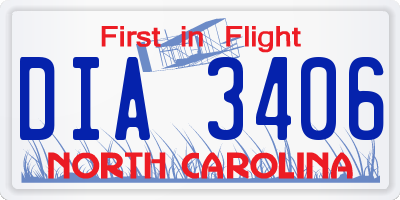 NC license plate DIA3406