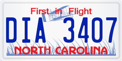 NC license plate DIA3407
