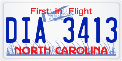 NC license plate DIA3413