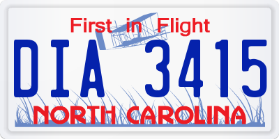 NC license plate DIA3415
