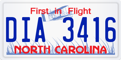 NC license plate DIA3416