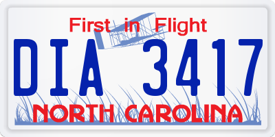 NC license plate DIA3417
