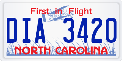 NC license plate DIA3420