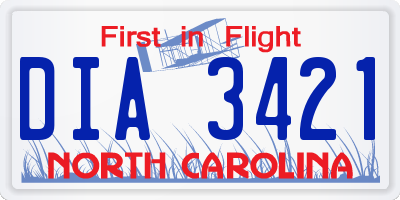 NC license plate DIA3421
