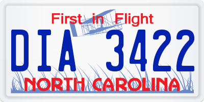 NC license plate DIA3422