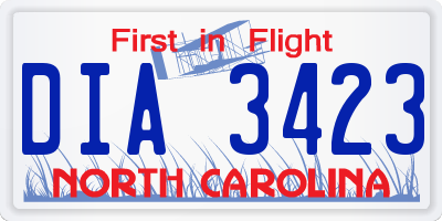 NC license plate DIA3423