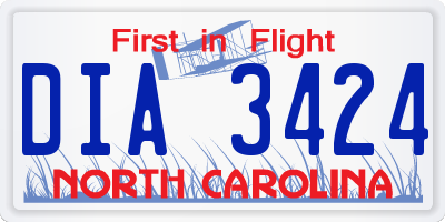 NC license plate DIA3424