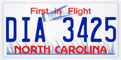 NC license plate DIA3425