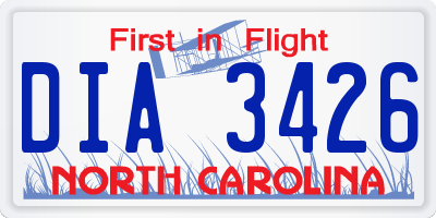 NC license plate DIA3426