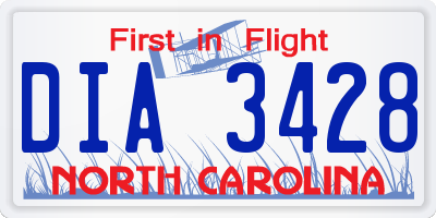 NC license plate DIA3428
