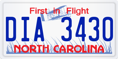 NC license plate DIA3430