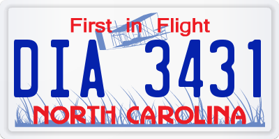 NC license plate DIA3431