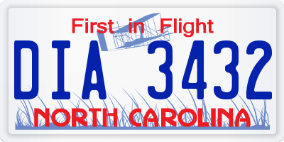NC license plate DIA3432