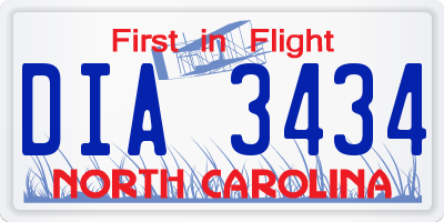 NC license plate DIA3434