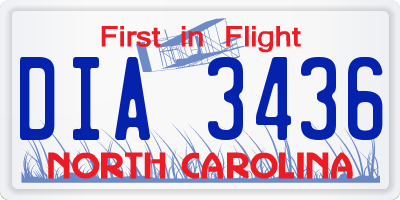 NC license plate DIA3436