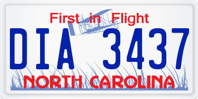 NC license plate DIA3437