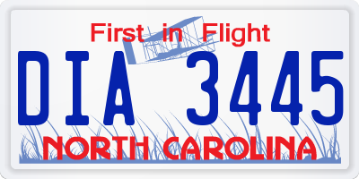NC license plate DIA3445