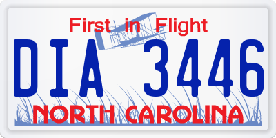 NC license plate DIA3446