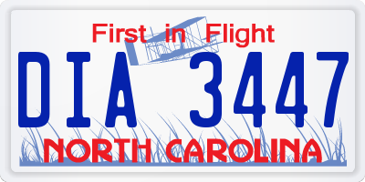 NC license plate DIA3447