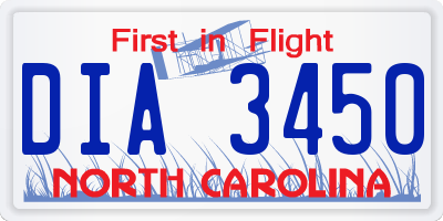 NC license plate DIA3450