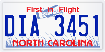 NC license plate DIA3451