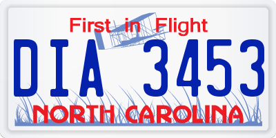 NC license plate DIA3453