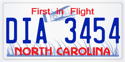NC license plate DIA3454