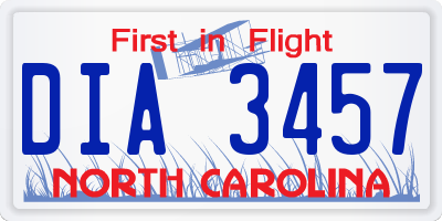 NC license plate DIA3457