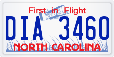NC license plate DIA3460