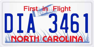 NC license plate DIA3461
