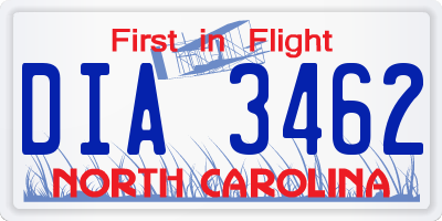 NC license plate DIA3462