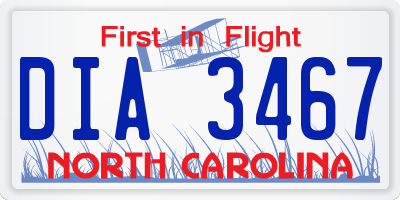 NC license plate DIA3467