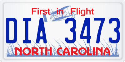 NC license plate DIA3473