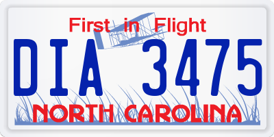 NC license plate DIA3475