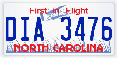NC license plate DIA3476
