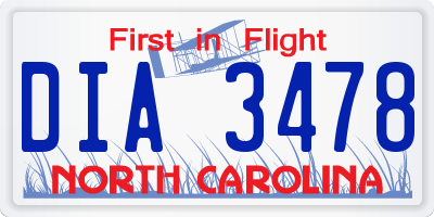 NC license plate DIA3478