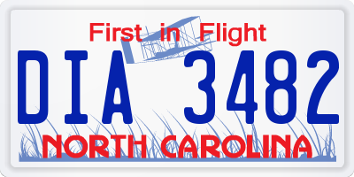 NC license plate DIA3482