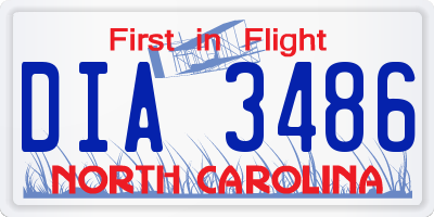 NC license plate DIA3486