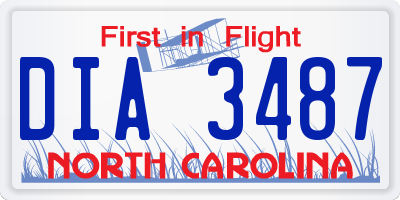 NC license plate DIA3487
