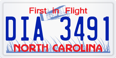 NC license plate DIA3491