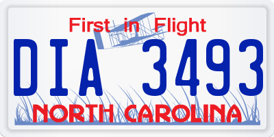 NC license plate DIA3493
