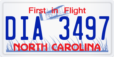 NC license plate DIA3497