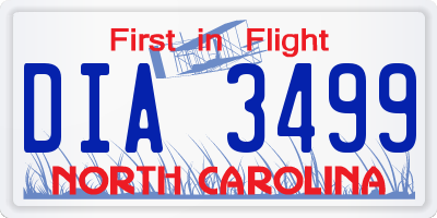 NC license plate DIA3499