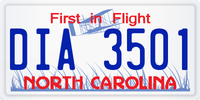 NC license plate DIA3501
