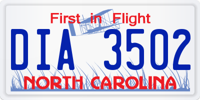 NC license plate DIA3502