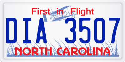 NC license plate DIA3507