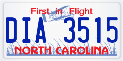 NC license plate DIA3515