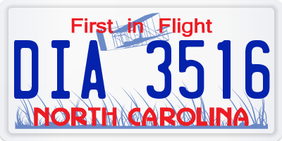 NC license plate DIA3516