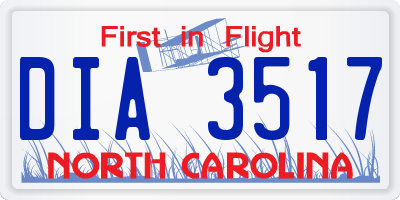 NC license plate DIA3517