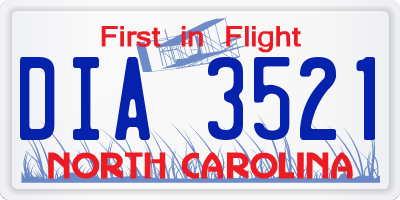 NC license plate DIA3521